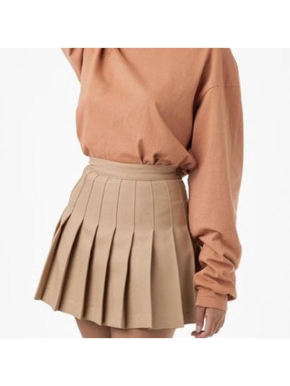 American Apparel Tan Pleated Tennis Mini Skirt Y2K Academia Preppy Small